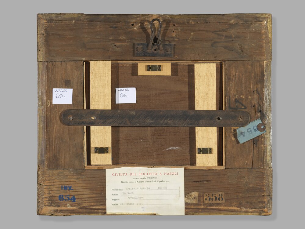 Galleria Sabauda, G. Wals, River landscape inv. 654 cat. 761 bis verso - before restoration