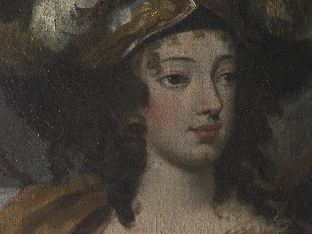 Racconigi, Castello, C. Dauphin, Portrait of Christina of France, inv. R 5657 - before restoration, grazing light