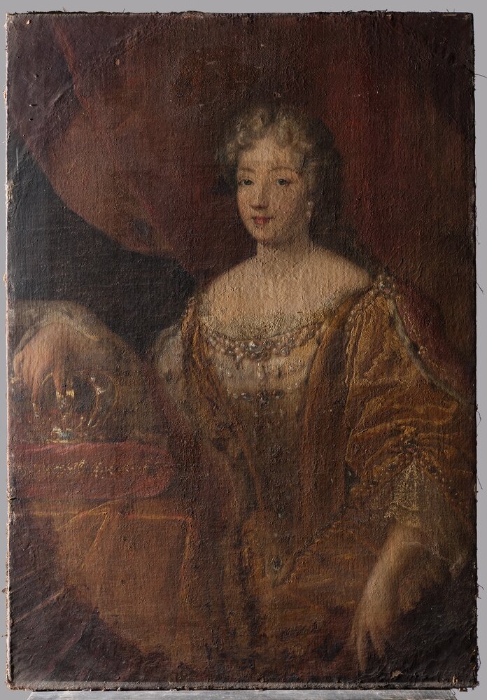   Palazzina di Caccia di Stupinigi, Ritratto di Maria Giovanna Battista di Savoia inv. 715 - durante il restauro