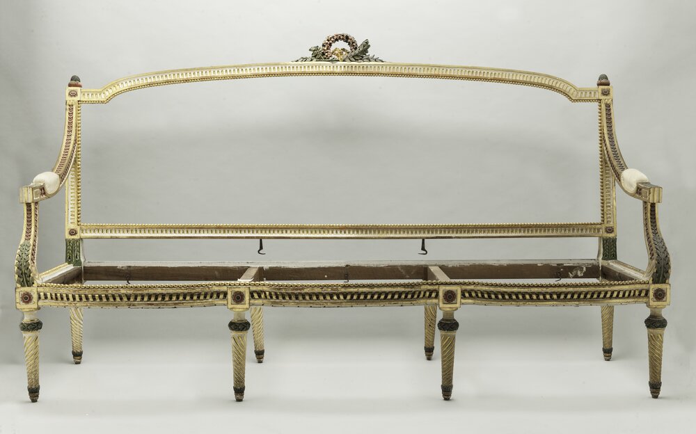 Hunting lodge by Stupinigi, Bonzanigo sofa inv. 272 - during the restoration