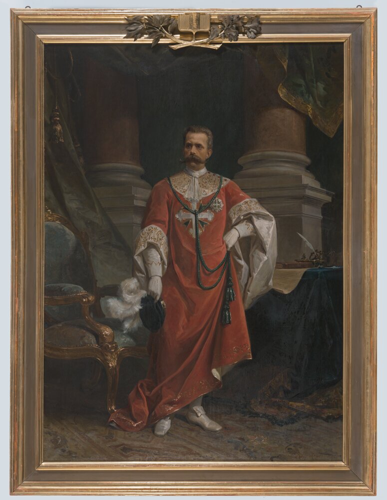 Nichelino, Palazzina di Caccia di Stupinigi, R. Morgari, Ritratto di Umberto I in abiti di gran maestro dell'ordine dei SS: Maurizio e Lazzaro - dopo il restauro