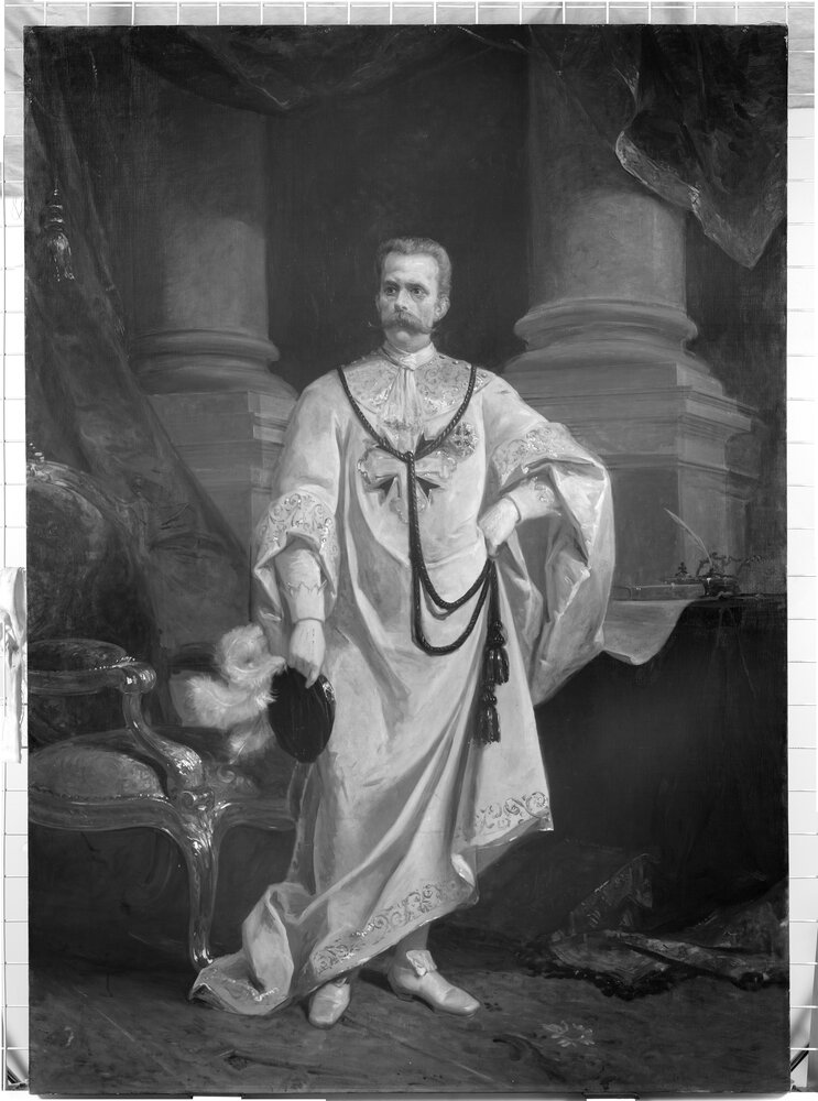 Nichelino, Palazzina di Caccia di Stupinigi, R. Morgari, Ritratto di Umberto I in abiti di gran maestro dell'ordine dei SS: Maurizio e Lazzaro - infrarosso IR (950 nm)