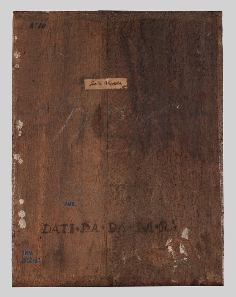 Turin, Galleria Sabauda, R. Van Vries, Landscapes with wayfarers, inv. 524, verso - before restoration