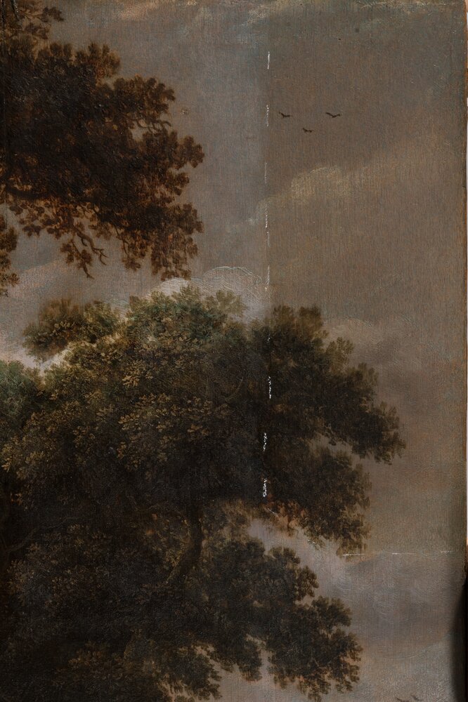 Turin, Galleria Sabauda, R. Van Vries, Landscapes with wayfarers, inv. 524 - during the restoration