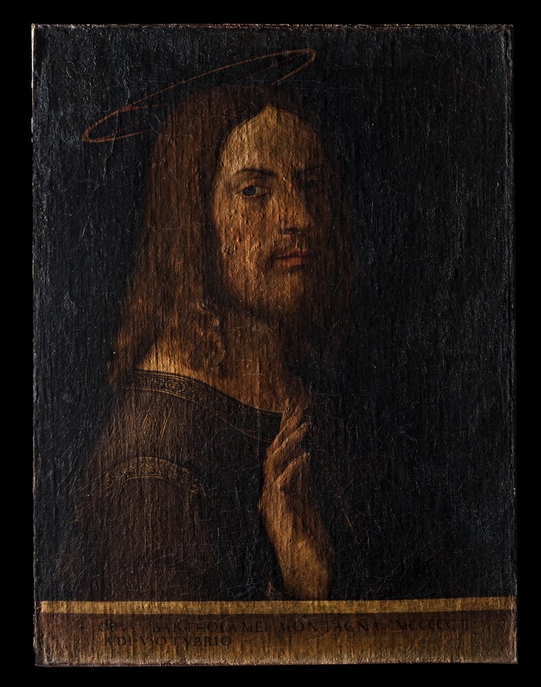 Turin, Galleria Sabauda, B. Cincani (Mountain), Jesus Blessing, inv. 187 - before restoration, grazing light