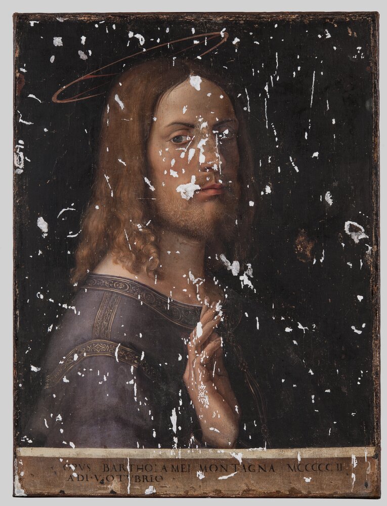 Turin, Galleria Sabauda, B. Cincani (Mountain), Jesus Blessing, inv. 187 - during the restoration