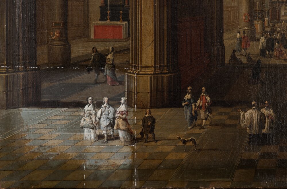 Turin, Galleria Sabauda, P. Neefs, Interior of the Catholic Church, inv. 319 - during the restoration