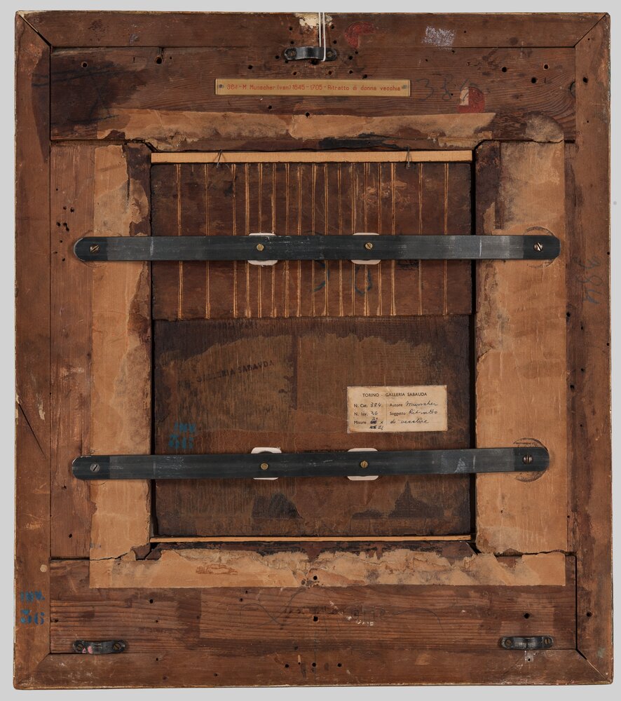 Turin, Galleria Sabauda, M. Van Musscher, Portrait of an elderly woman, inv. 36, verso - after restoration