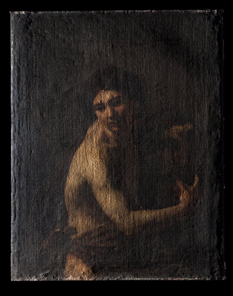 Turin, Galleria Sabauda, O. Riminaldi, Davide con la testa di golia, inv. 98 - before restoration, grazing light