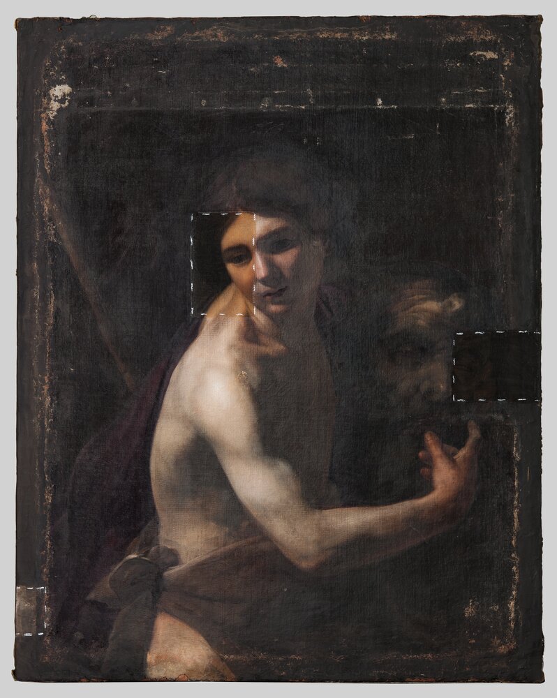 Turin, Galleria Sabauda, O. Riminaldi, Davide con la testa di golia, inv. 98 - during the restoration