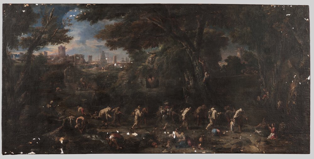 Turin, Galleria Sabauda, A. Magnasco, Journey of the Friars, inv. 127 - during restoration, grouting