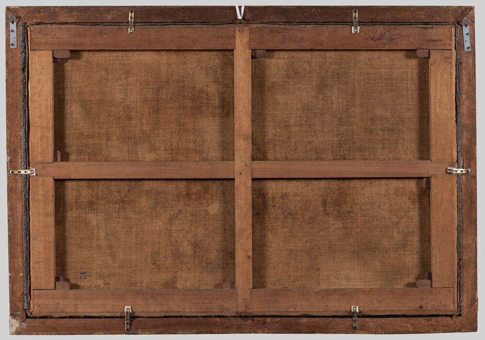 Turin, Galleria Sabauda, A. Brueghel, Still life with flowers and fruits, inv. 88, verso - before restoration