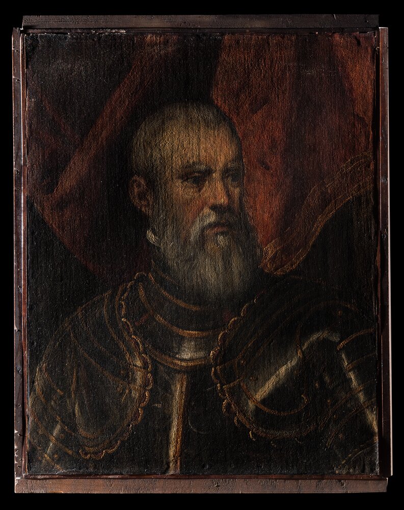 Torino, Galleria Sabauda, D. Robusti (Tintoretto), Ritratto di Sebastiano Venier, inv. 442 - prima del restauro, luce radente