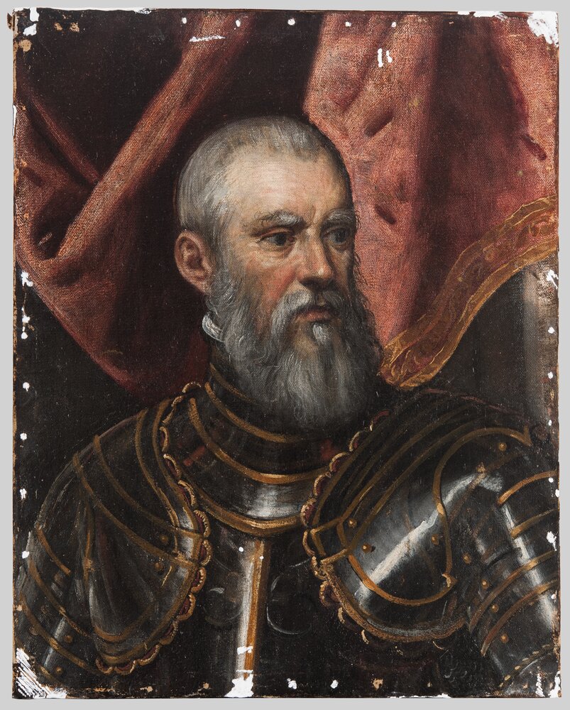 Torino, Galleria Sabauda, D. Robusti (Tintoretto), Ritratto di Sebastiano Venier, inv. 442 - durante il restauro
