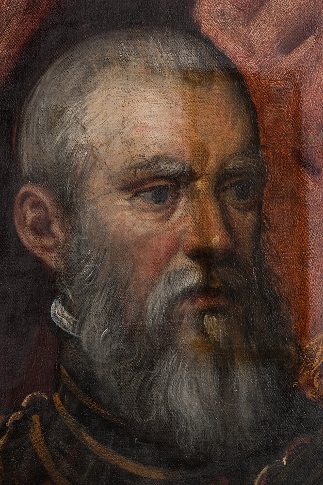 Torino, Galleria Sabauda, D. Robusti (Tintoretto), Ritratto di Sebastiano Venier, inv. 442 - durante il restauro