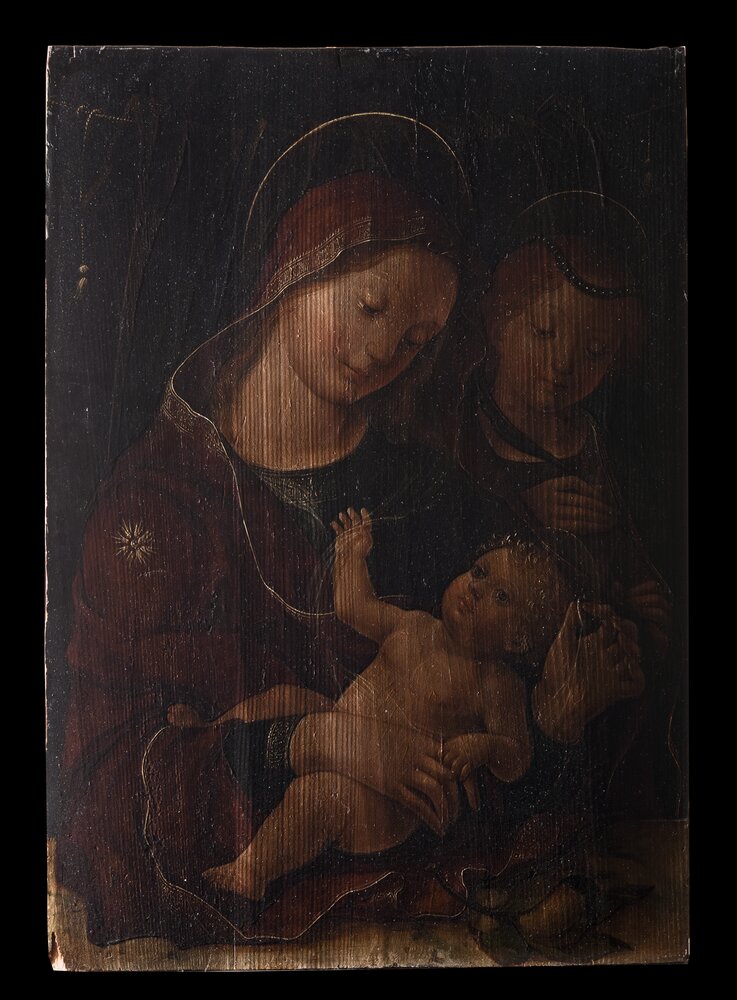 Torino, Galleria Sabauda, L. Da Verona, Madonna con bambino e santa Caterina, inv. 199 - prima del restauro, luce radente
