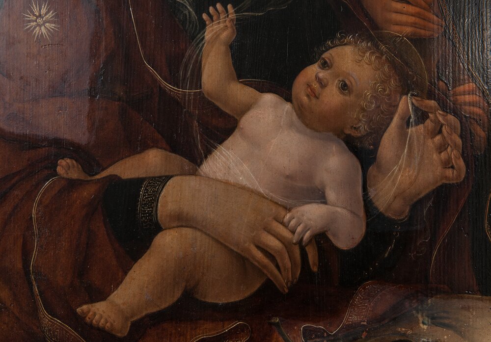 Torino, Galleria Sabauda, L. Da Verona, Madonna con bambino e santa Caterina, inv. 199 - durante il restauro