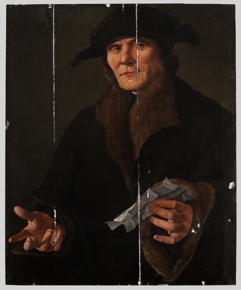 Turin, Galleria Sabauda, J. Dirck, Portrait of a man with a letter, inv. 86 - during the restoration