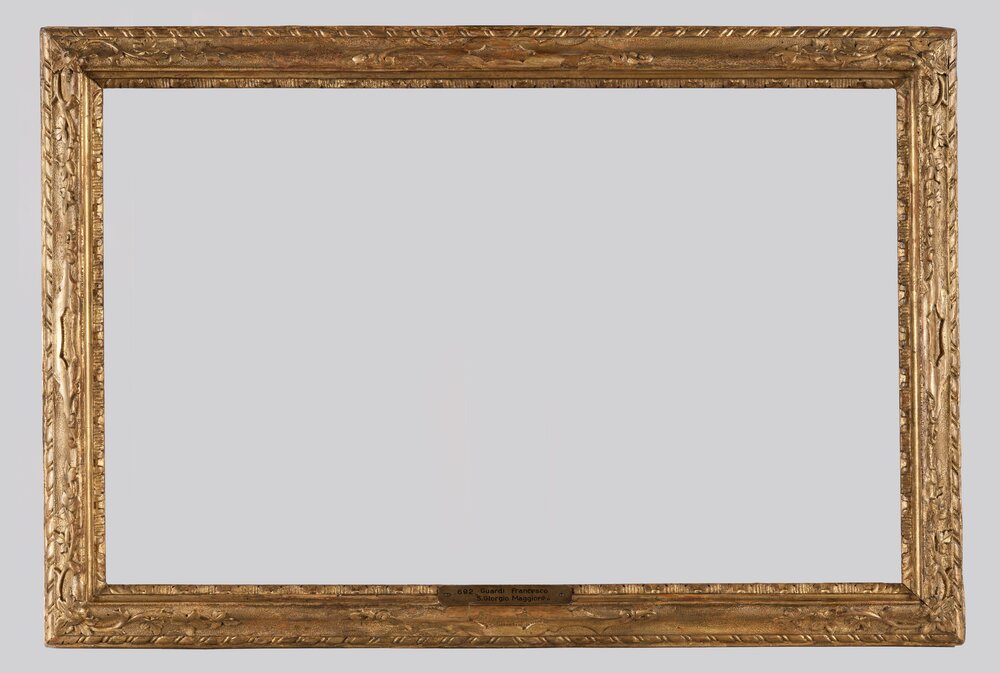 Torino, Galleria Sabauda, F. Guardi, Veduta prospettica della chiesa di San Giorgio Maggiore a Venezia, inv. 726, cornice - dopo il restauro