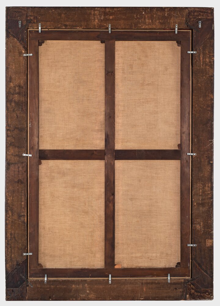 Turin, Galleria Sabauda, G. Baglione, San Giovanni Evangelista and San Pietro con il gallo, inv. 1162, verse - before restoration