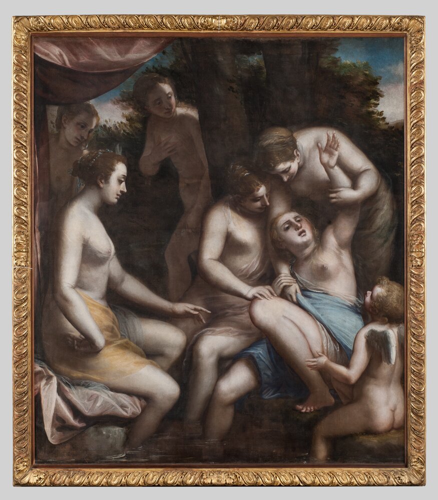 Turin, Galleria Sabauda, L. Cambiaso, Diana and Callisto, inv. 365 - during the restoration