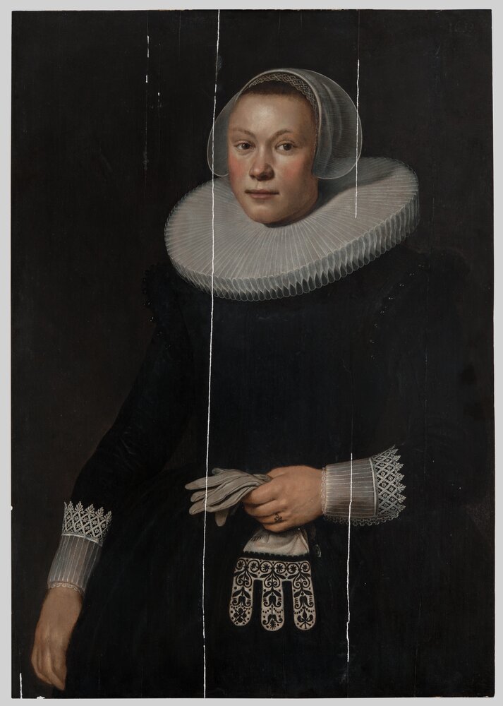 Turin, Galleria Sabauda, J. Van Schooten, Portrait of a Young Woman, inv. 358 - during the restoration
