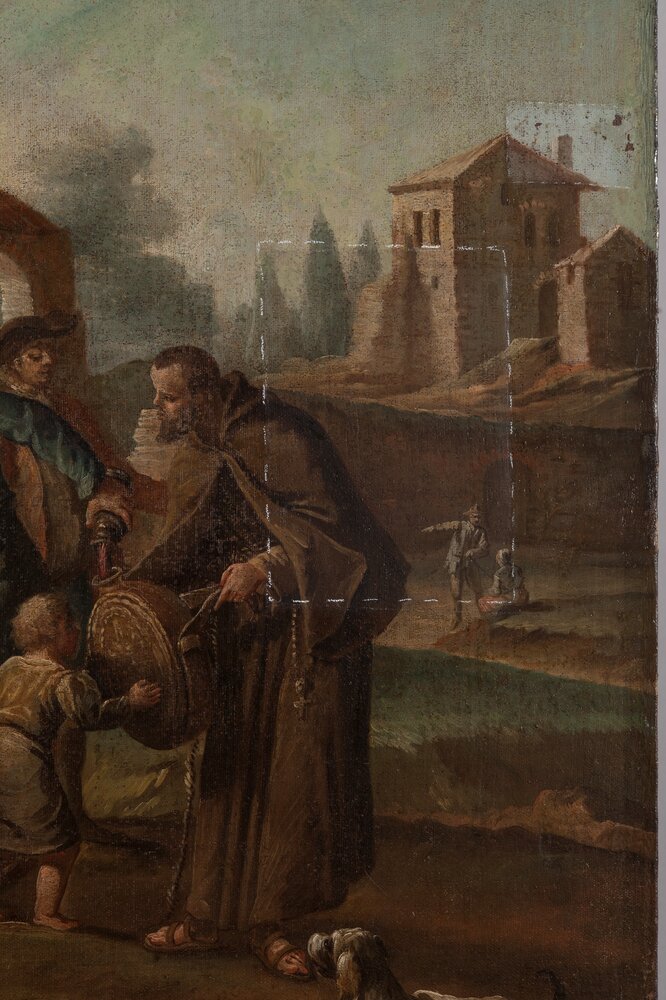 Torino, Galleria Sabauda, G. M. Graneri, La questua del vino, inv. 779 - durante il restauro