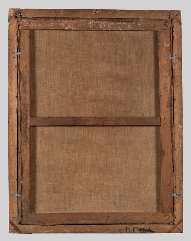 Torino, Galleria Sabauda, G. M. Graneri, Giocatori di morra, inv. 780, verso - prima del restauro