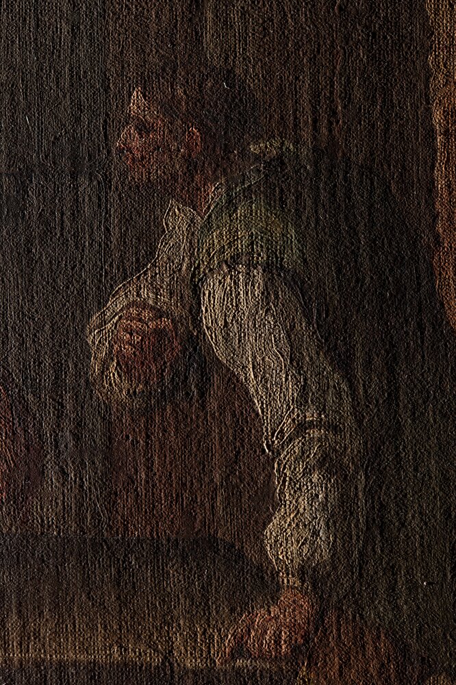 Torino, Galleria Sabauda, G. M. Graneri, Giocatori di morra, inv. 780 - prima del restauro, luce radente 