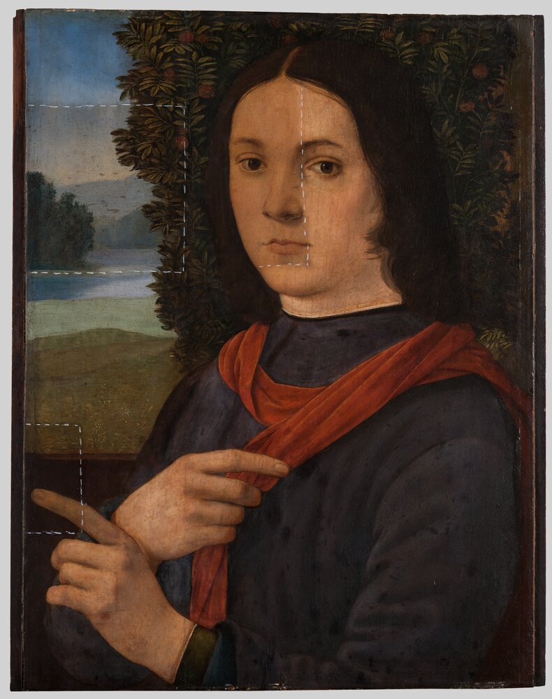 Torino, Galleria Sabauda, L. di Credi, Ritratto di giovane, inv. 188 - durante il restauro