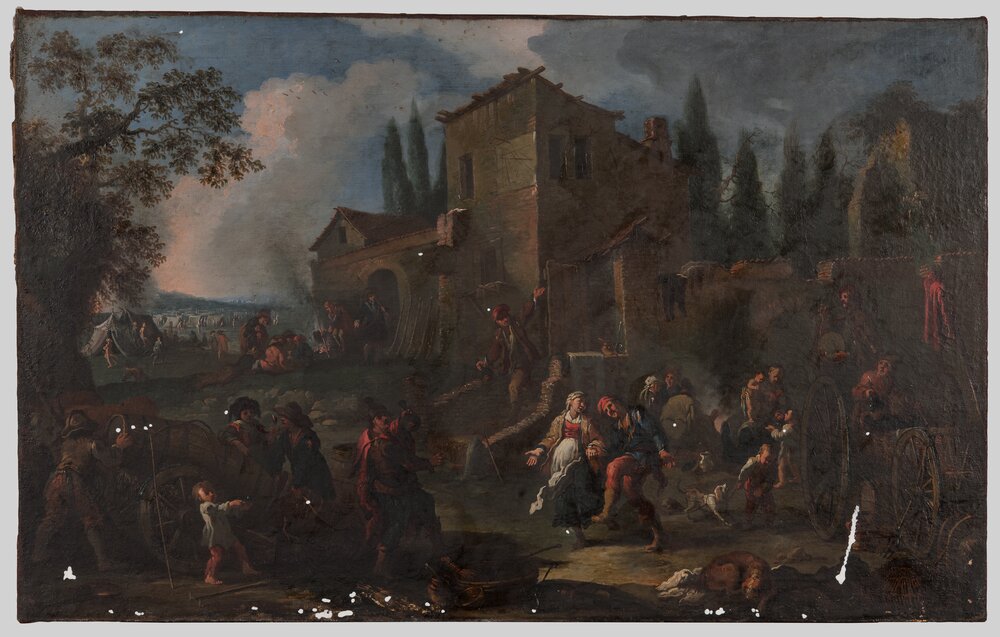 Turin, Galleria Sabauda, P. D. Olivero, Scena campestre, inv. 519 - during the restoration