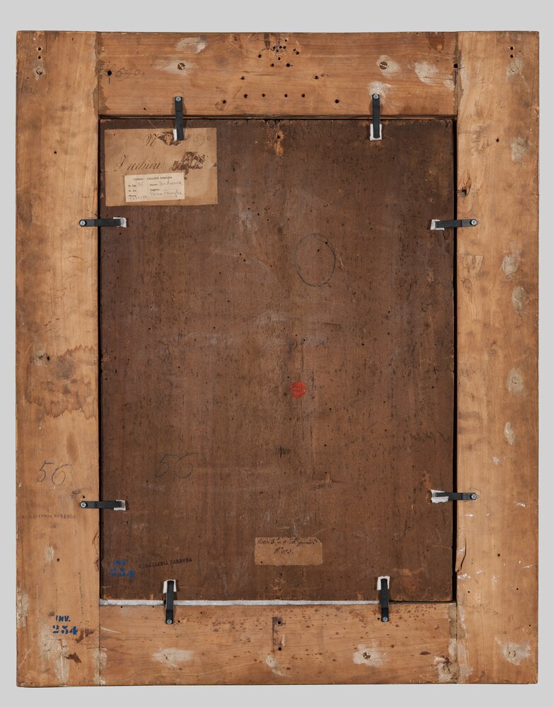 Torino, Galleria Sabauda, G. A. Bazzi (Sodoma), Sacra famiglia, inv. 234, verso -prima del restauro