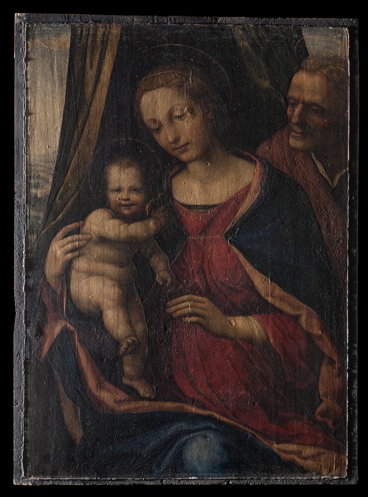 Torino, Galleria Sabauda, G. A. Bazzi (Sodoma), Sacra famiglia, inv. 234 - prima del restauro, luce radente