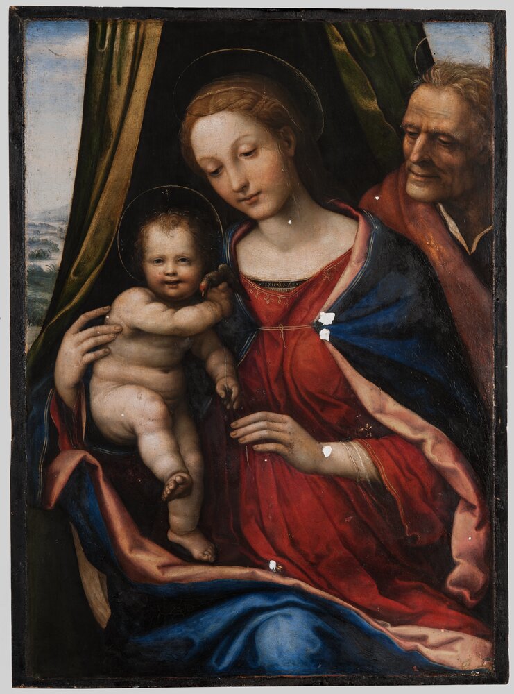 Torino, Galleria Sabauda, G. A. Bazzi (Sodoma), Sacra famiglia, inv. 234 - durante il restauro