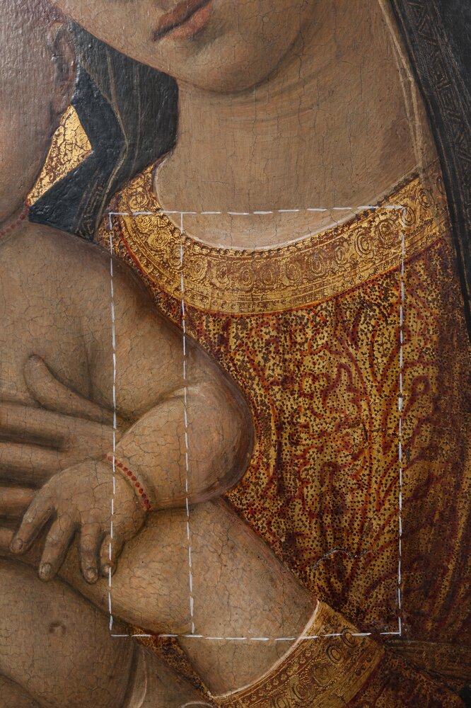 Torino, Galleria Sabauda, M. Di Giovanni, Madonna col Bambino, San Gerolamo e San Bernardino, inv. 18 - durante il restauro