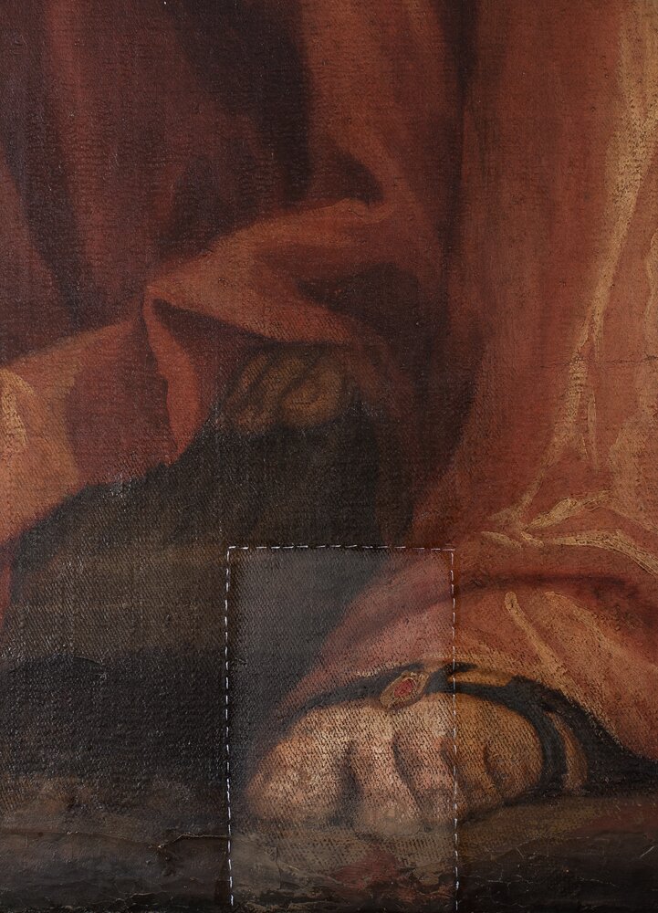 Verbania, Villa San Remigio, P. Caliari (Veronese), Allegory of Sculpture, inv. 40296 - during restoration