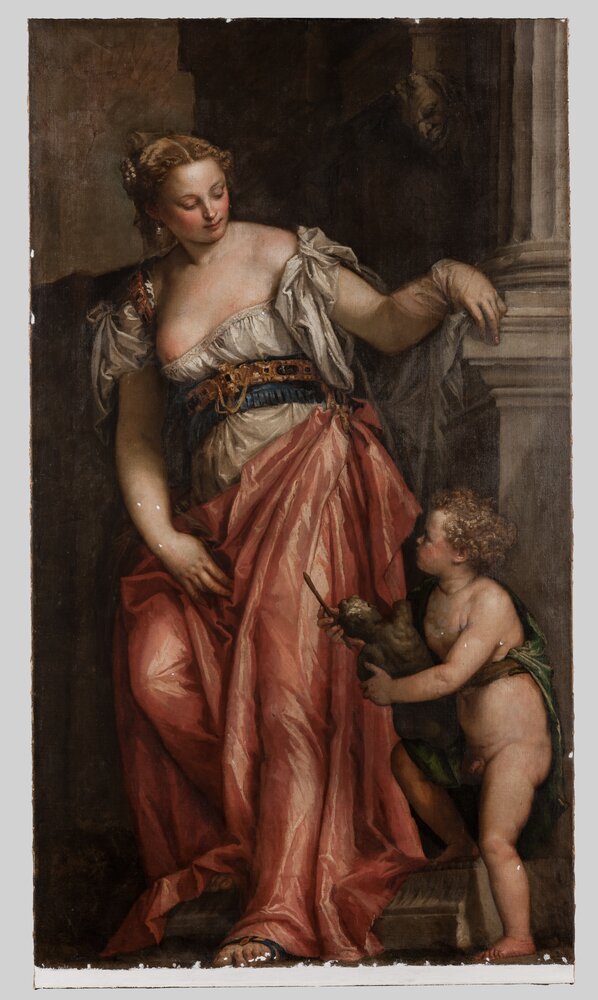 Verbania, Villa San Remigio, P. Caliari (Veronese), Allegory of Sculpture, inv. 40296 - during restoration