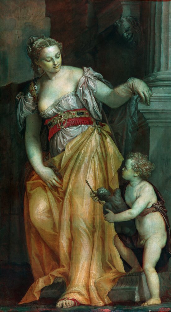 Verbania, Villa San Remigio, P. Caliari (Veronese), Allegory of Sculpture, inv. 40296 - Infrared in false color (1150 nm)