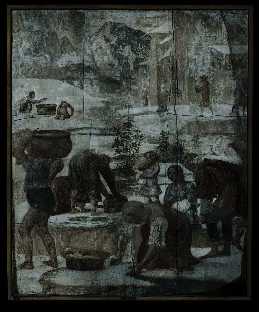 Milano, Pinacoteca di Brera, B. Luini, Raccolta della manna, inv. 5526 - analisi UV