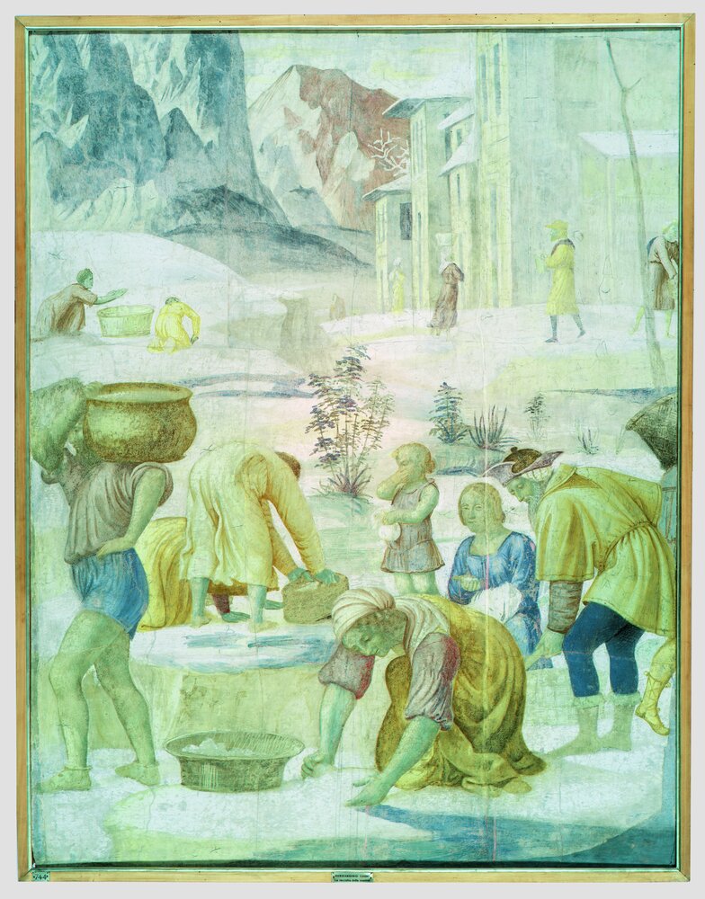 Milano, Pinacoteca di Brera, B. Luini, Raccolta della manna, inv. 5526 - infrarosso falso colore (950 nm)