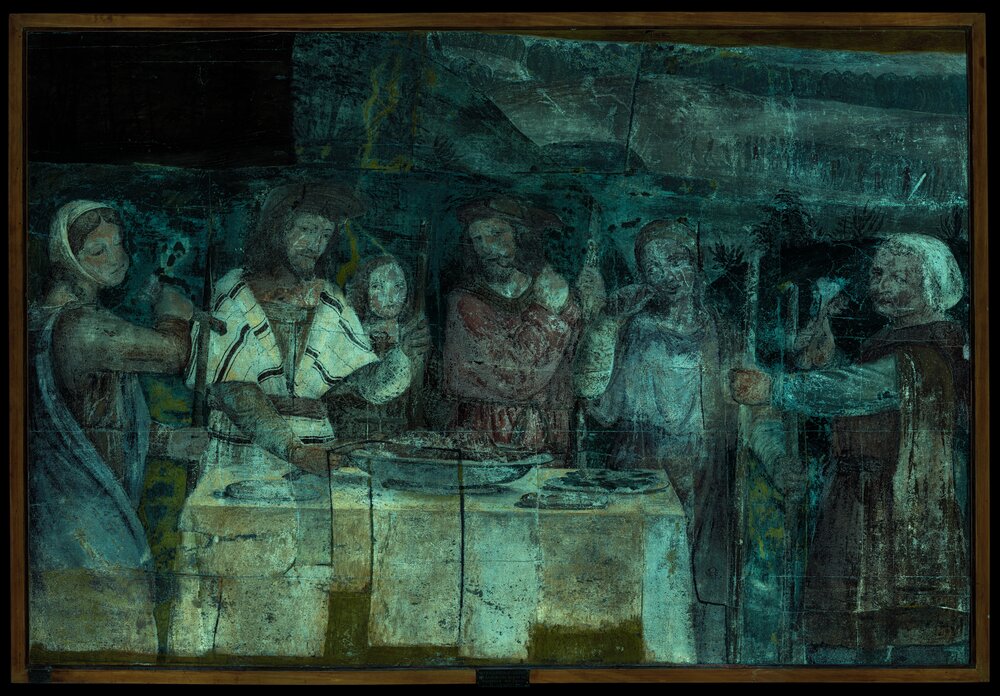 Milano, Pinacoteca di Brera, B. Luini, Celebrazione delle Pasqua, inv. 5521 - analisi UV