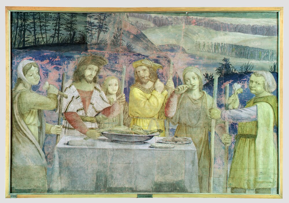 Milano, Pinacoteca di Brera, B. Luini, Celebrazione delle Pasqua, inv. 5521 - infrarosso in falso colore (950 nm)