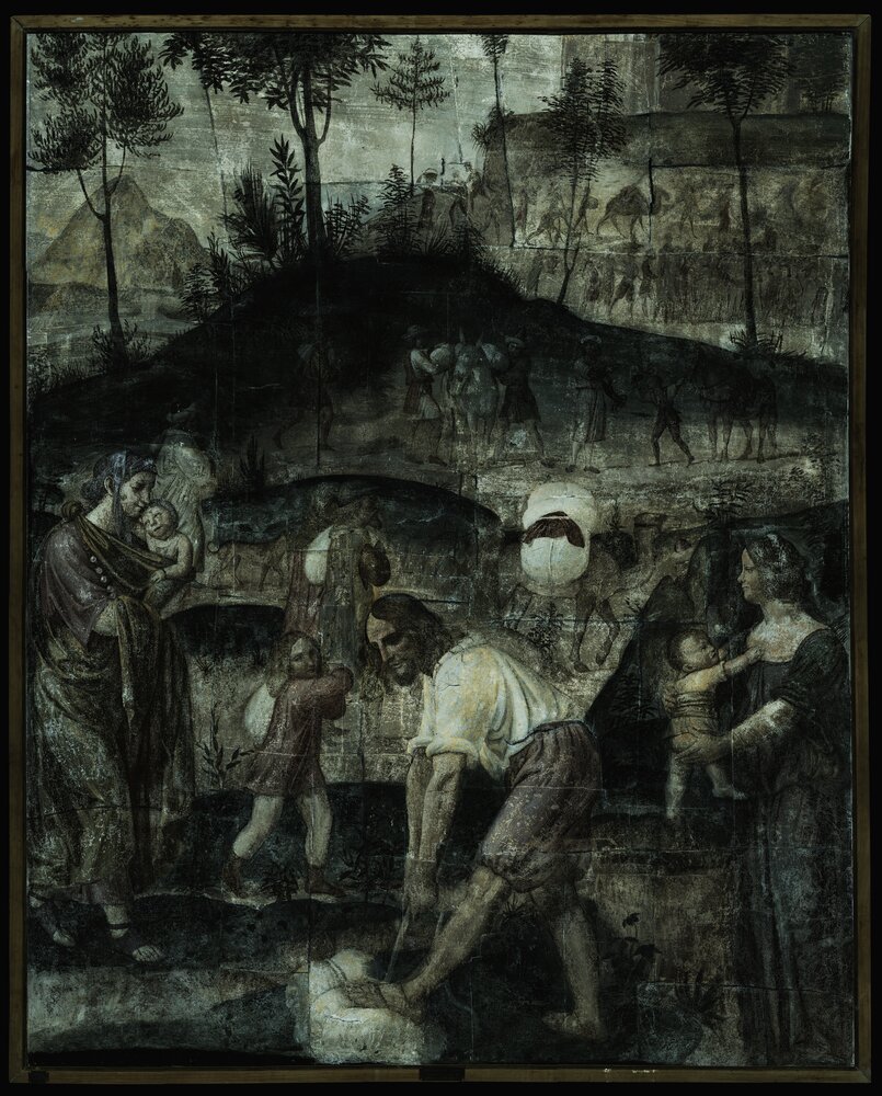 Milano, Pinacoteca di Brera, B. Luini, Preparativi per la partenza degli ebrei, inv. 67 - analisi UV