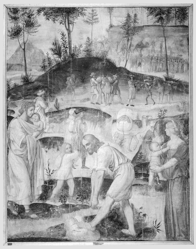 Milano, Pinacoteca di Brera, B. Luini, Preparativi per la partenza degli ebrei, inv. 67 - infrarosso IR (950 nm) 