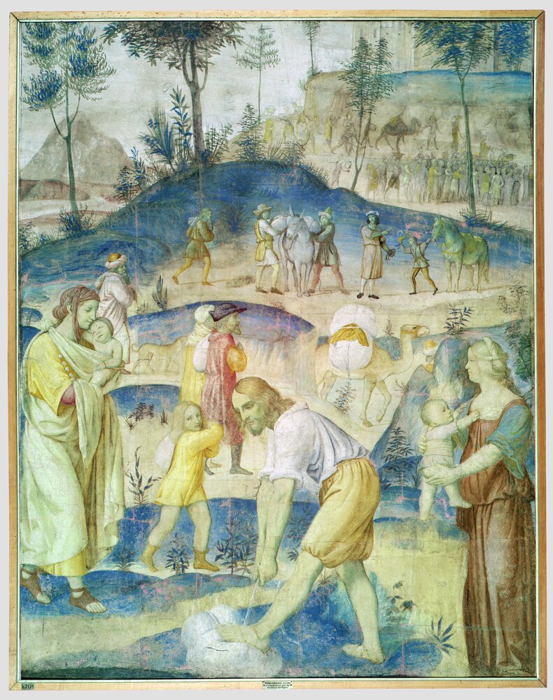 Milano, Pinacoteca di Brera, B. Luini, Preparativi per la partenza degli ebrei, inv. 67 - infrarosso in falso colore (950 nm)