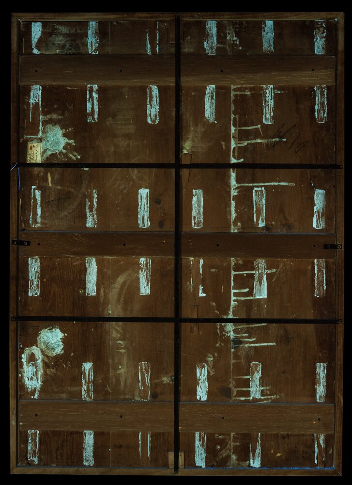 Milano, Pinacoteca di Brera, B. Luini, Il gioco della mano calda, inv. 10, verso - analisi UV