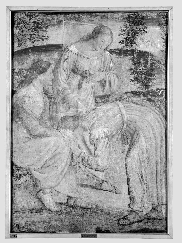 Milano, Pinacoteca di Brera, B. Luini, Il gioco della mano calda, inv. 10 - infrarosso IR (950 nm)