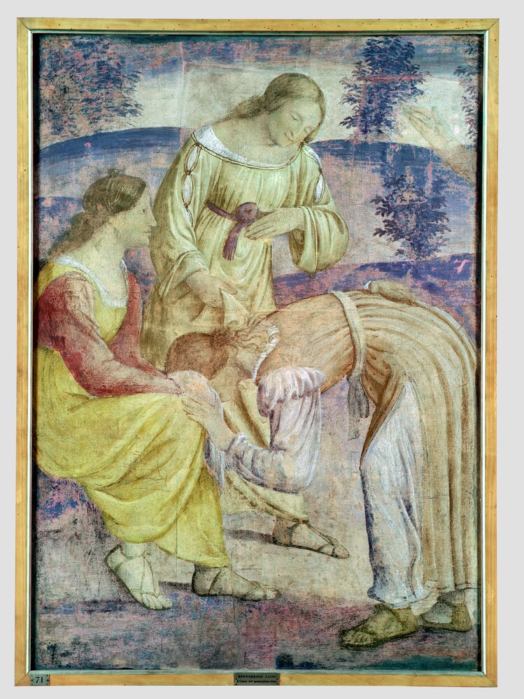 Milano, Pinacoteca di Brera, B. Luini, Il gioco della mano calda, inv. 10 - infrarosso in falso colore (950 nm)