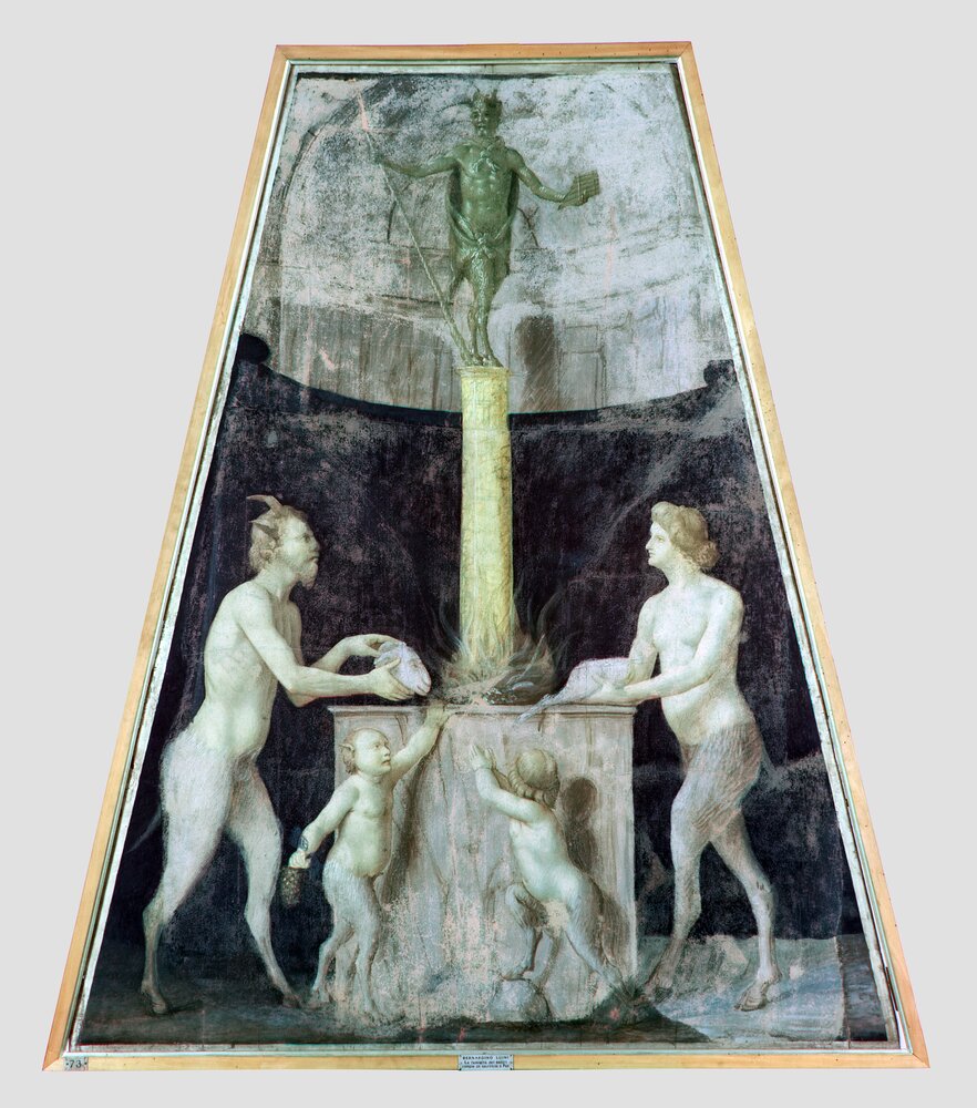 Milano, Pinacoteca di Brera, B. Luini, Una famiglia di satiri compie un sacrificio a Pan, inv. 63 - infrarosso in falso colore (950 nm)