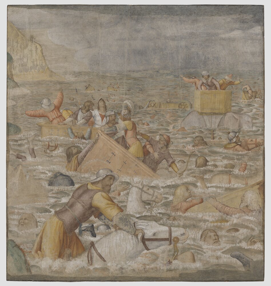 Milano, Pinacoteca di Brera, B. Luini, L'esercito egiziano sommerso dal mar Rosso, inv. 5524 - dopo il restauro